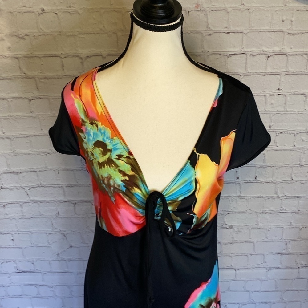 Artex Fashions Vintage Colourful Floral Fitted Maxi Dress Size M - Picture 5 of 15